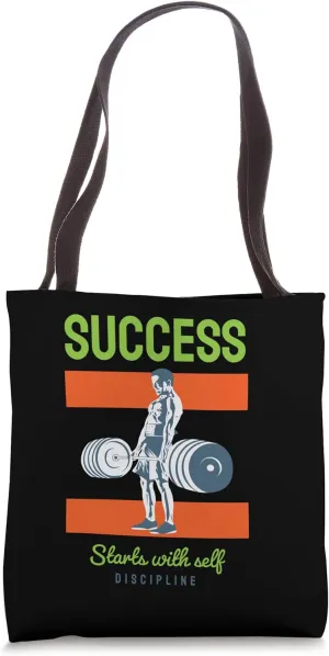 Bodybuilding Weightlifting Workout Success Selp Discipline Tote Bag