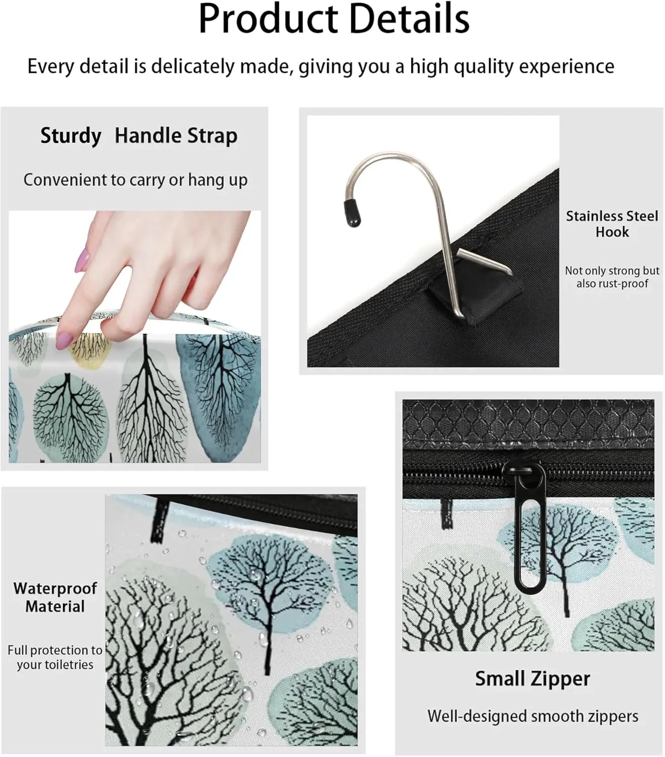 Boho Christmas Trees Hanging Toiletry Bag Waterproof Makeup Cosmetic Bag Travel Bag Organizer for Accessories Shampoo Full Sized Container Travel-Essentials Toiletry Bag