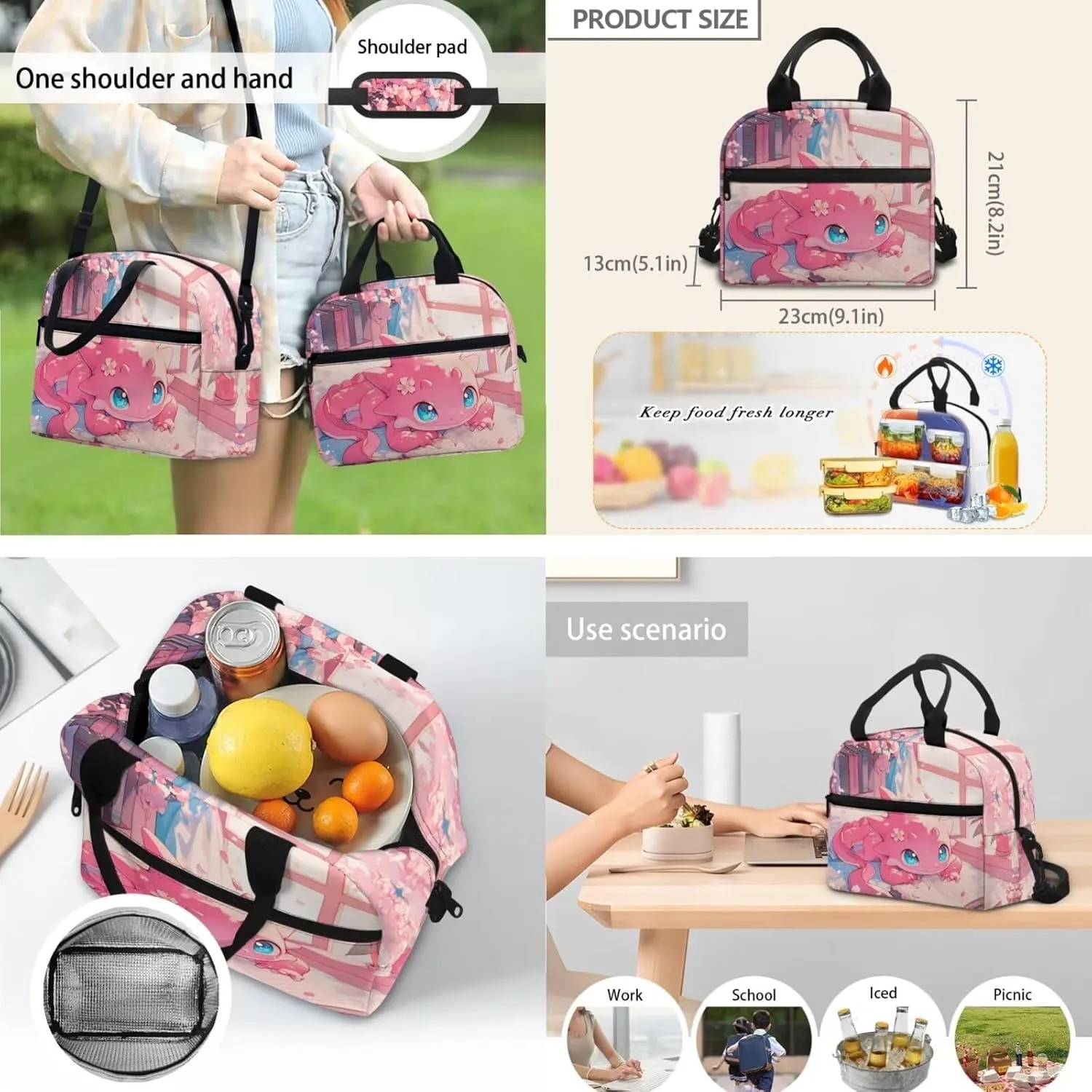 Book Axolotl Backpacks for Toddler Girls Backpack and Lunch Box Set of 3 Kids Bookbag for Preschool Kindergarten School 2 Side Pocket Casual Daypack for Parks Playground