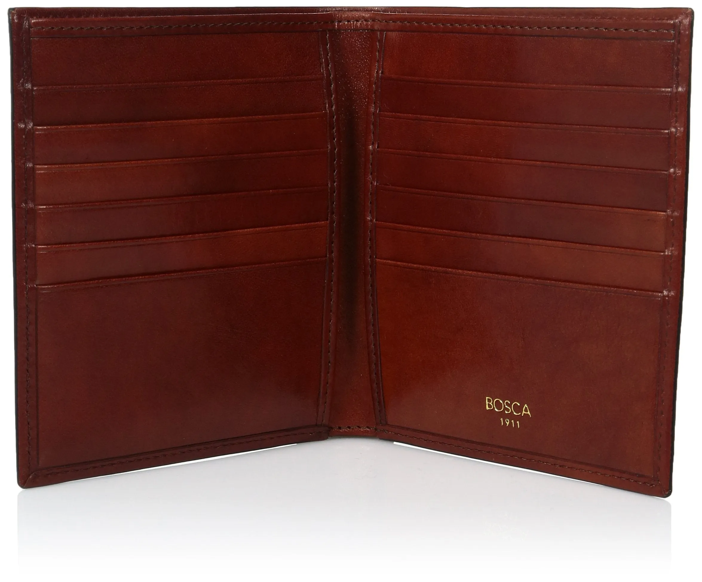 Bosca Mens Old Leather 12 Pocket Credit Bifold Wallet