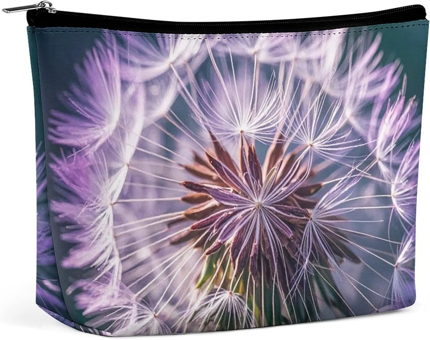 Botany Dandelion Purple Makeup Bag for Women Portable Cosmetic Bag Waterproof Toiletry Bag Storage Bag Large Makeup Pouch Aesthetic Handheld Makeup Bag for Travel Work
