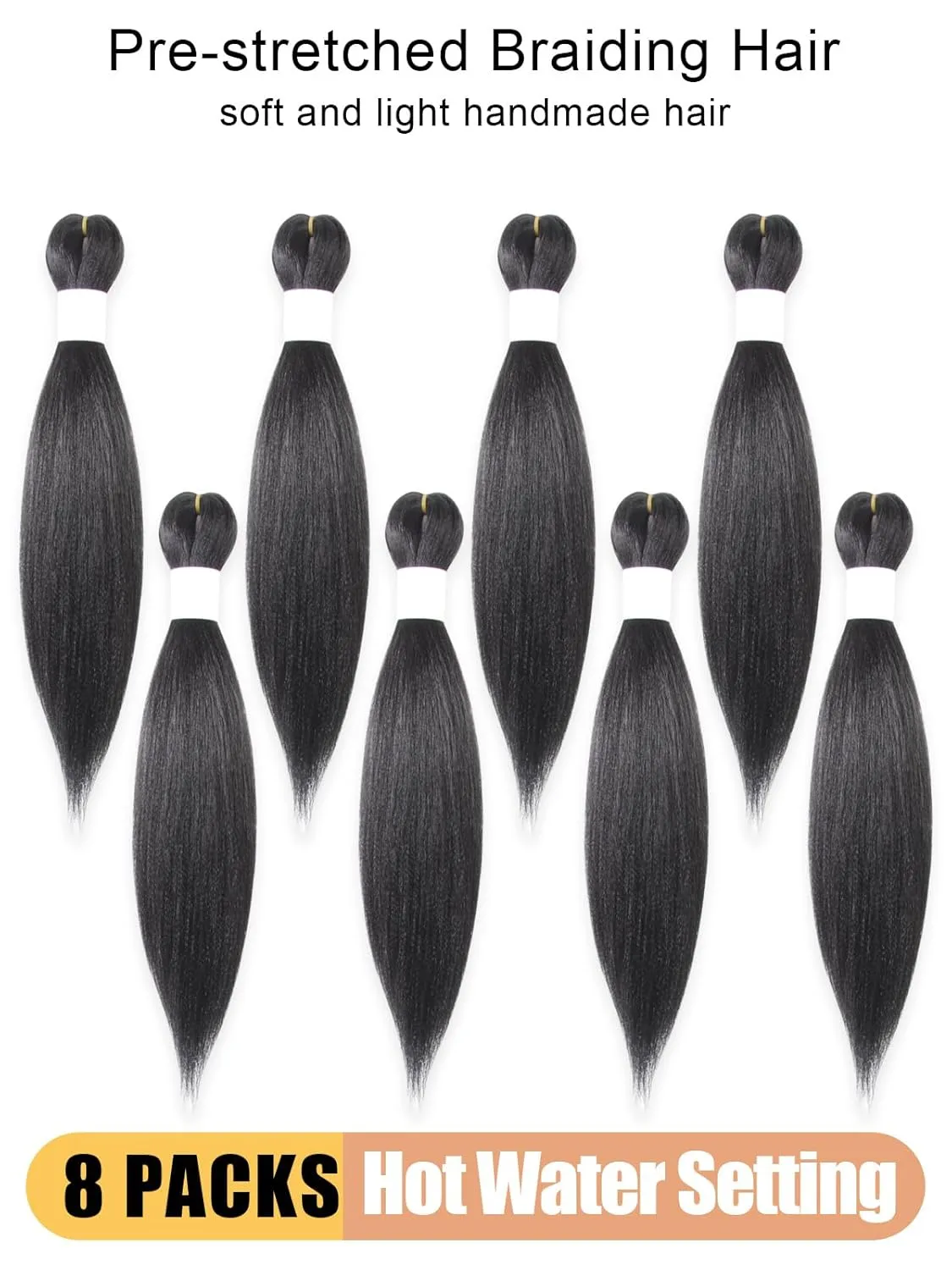 Braiding Hair 12 Inch Pre Stretched Color 2 Short Straight Crochet Braids Yaki Texture Synthetic Hair 8 Packs (2#/Off Black)