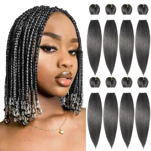 Braiding Hair 12 Inch Pre Stretched Color 2 Short Straight Crochet Braids Yaki Texture Synthetic Hair 8 Packs (2#/Off Black)