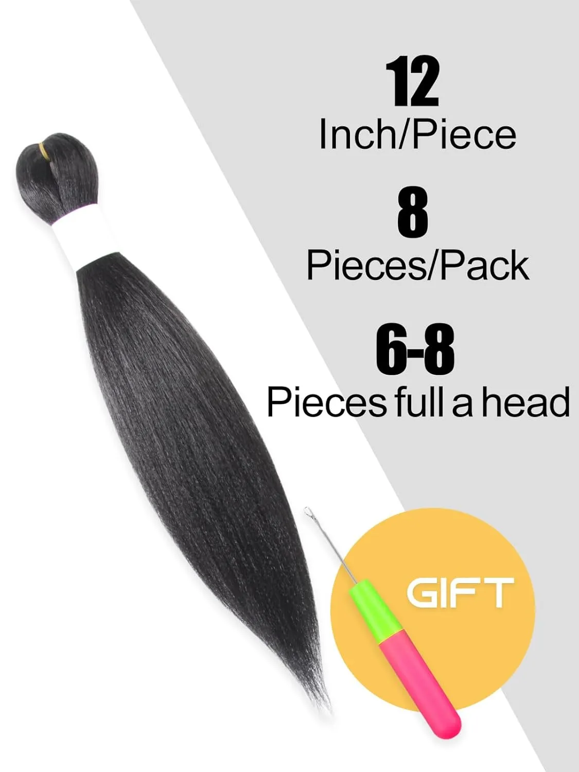 Braiding Hair 12 Inch Pre Stretched Color 2 Short Straight Crochet Braids Yaki Texture Synthetic Hair 8 Packs (2#/Off Black)