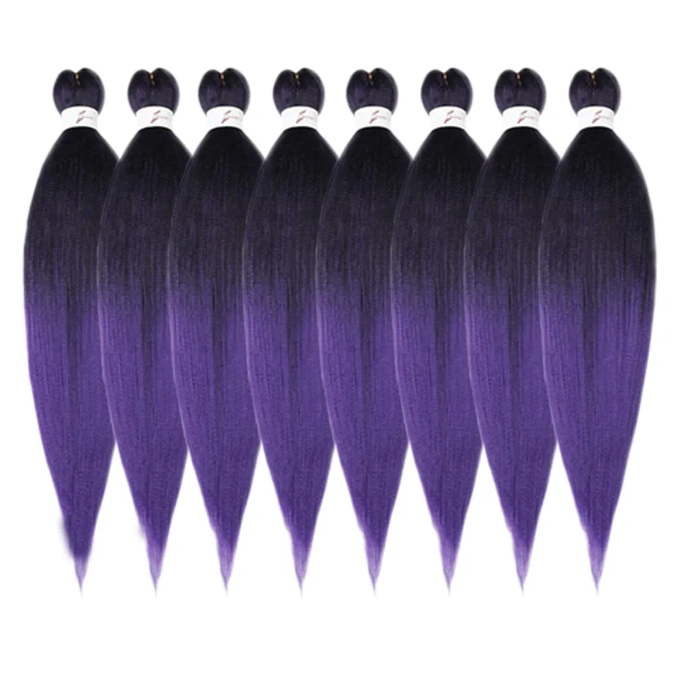 Braiding Hair Pre Stretched-12 Inch 8 Packs Synthetic Braiding Hair, Natural Easy Braid Crochet Hair, Hot Water Setting Professional Soft Yaki Straight Texture (12Inch,# 1B/Purple)
