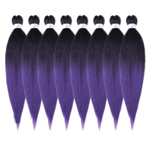 Braiding Hair Pre Stretched-12 Inch 8 Packs Synthetic Braiding Hair, Natural Easy Braid Crochet Hair, Hot Water Setting Professional Soft Yaki Straight Texture (12Inch,# 1B/Purple)