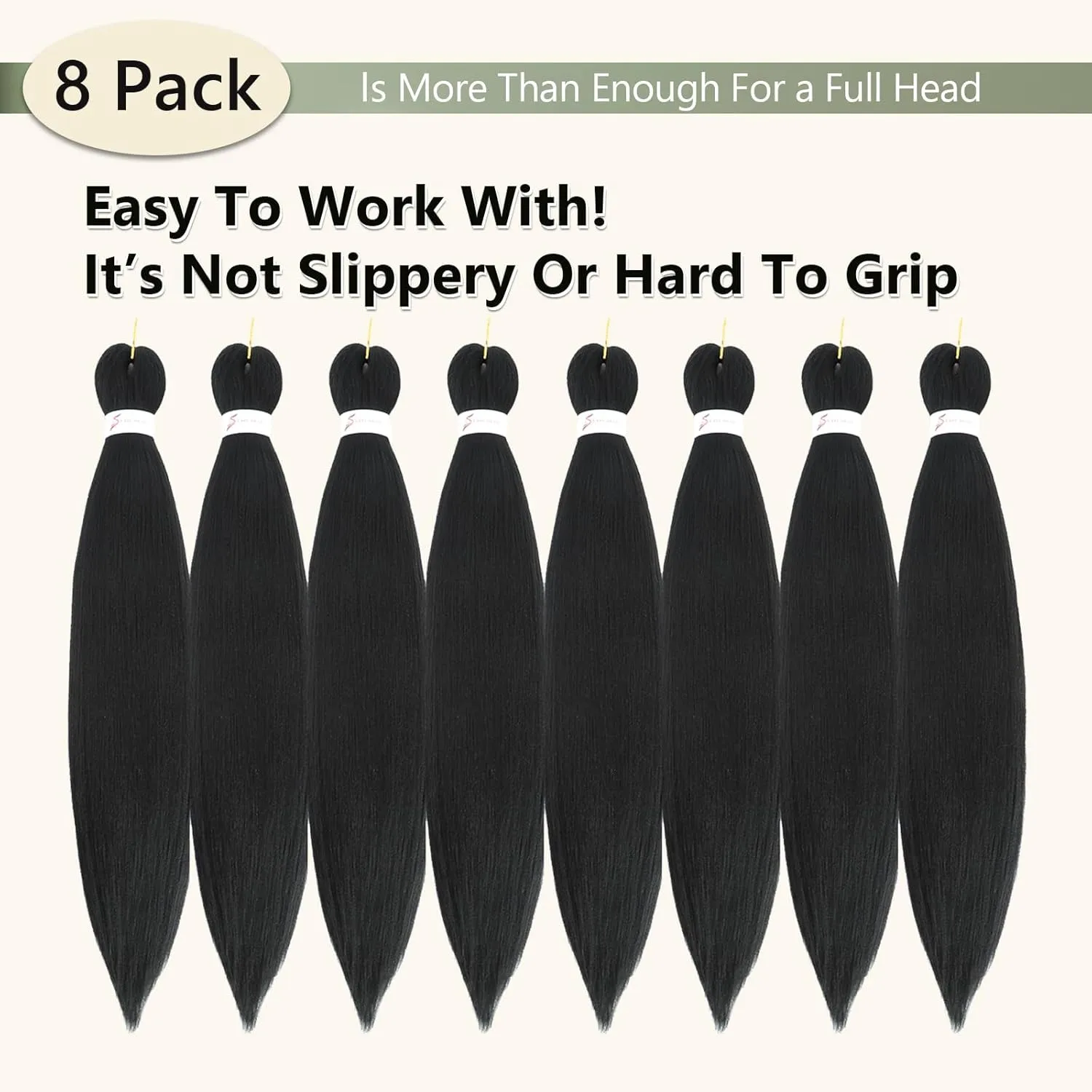 Braiding Hair Pre Stretched 18 Inch 8 Packs Braiding Hair Extension Pre Stretched Braiding Hair Professional Synthetic Hair For Braiding Crochet Twist Braids Soft Yaki Texture(18", 1B-8P)