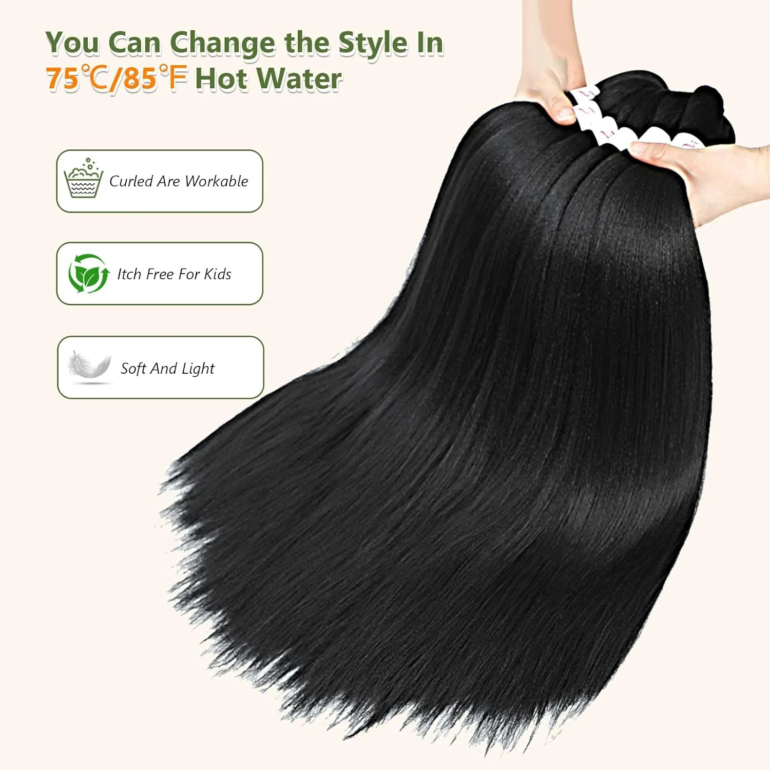 Braiding Hair Pre Stretched 18 Inch 8 Packs Braiding Hair Extension Pre Stretched Braiding Hair Professional Synthetic Hair For Braiding Crochet Twist Braids Soft Yaki Texture(18", 1B-8P)