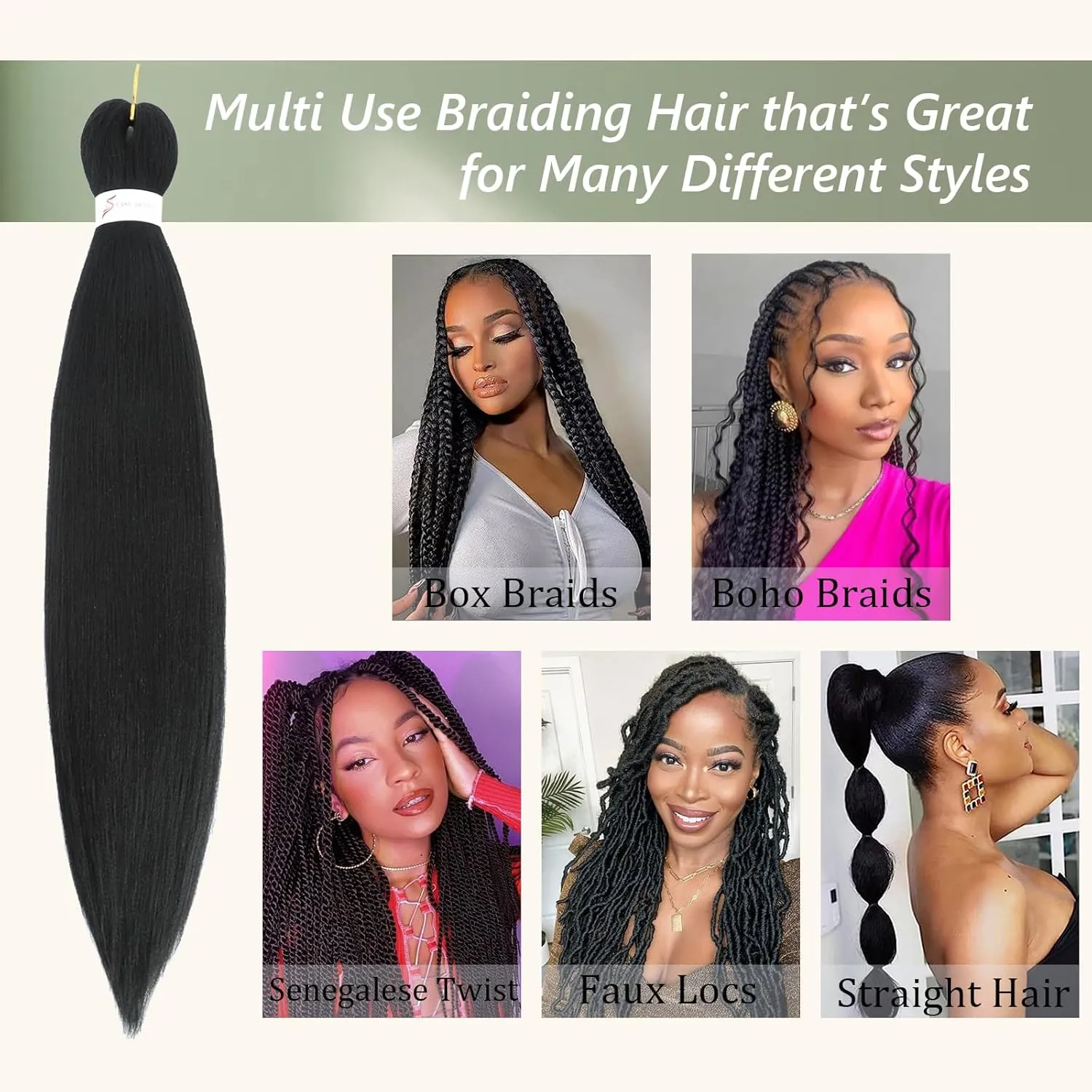 Braiding Hair Pre Stretched 18 Inch 8 Packs Braiding Hair Extension Pre Stretched Braiding Hair Professional Synthetic Hair For Braiding Crochet Twist Braids Soft Yaki Texture(18", 1B-8P)