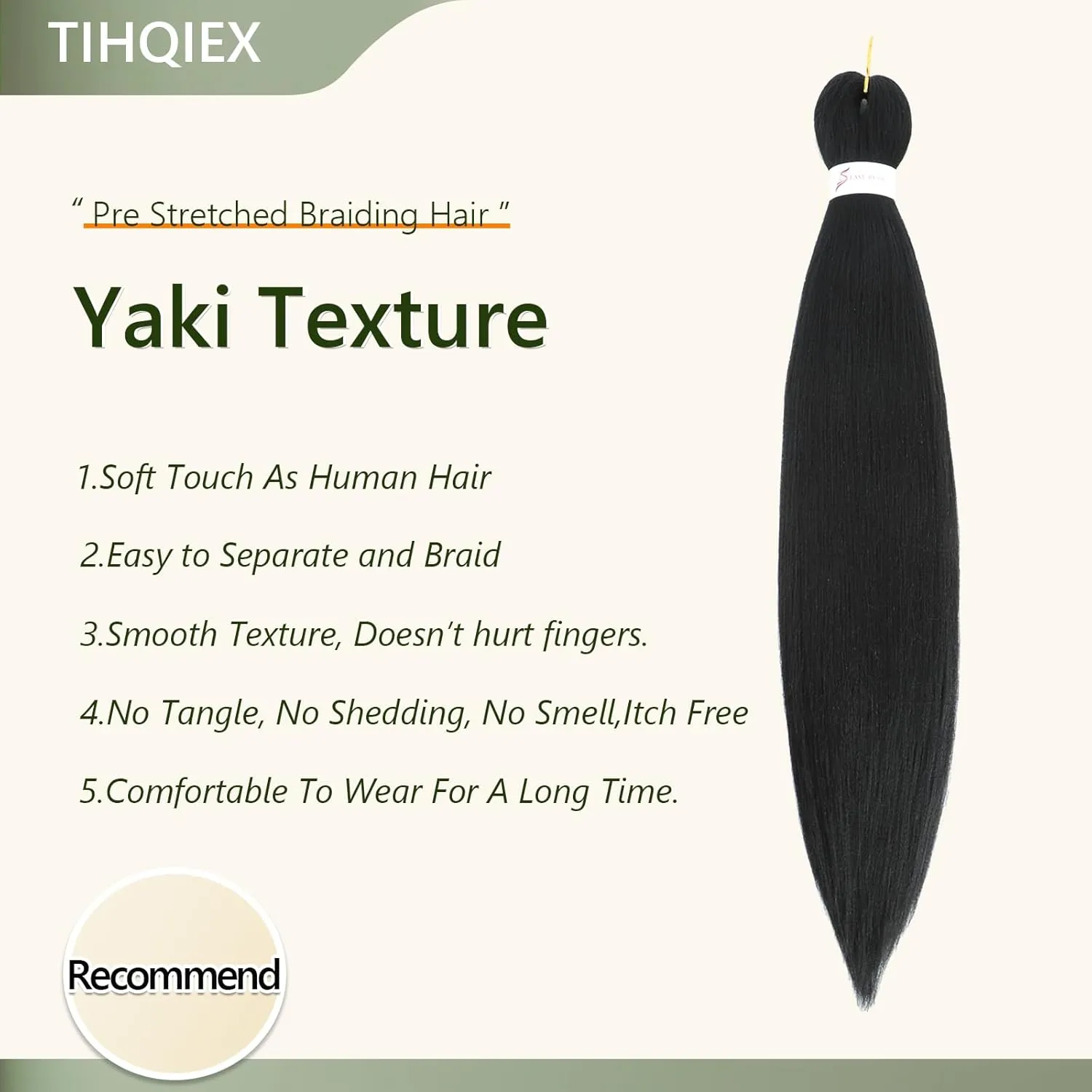 Braiding Hair Pre Stretched 18 Inch 8 Packs Braiding Hair Extension Pre Stretched Braiding Hair Professional Synthetic Hair For Braiding Crochet Twist Braids Soft Yaki Texture(18", 1B-8P)