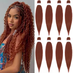 Braiding Hair, Pre Stretched Braiding Hair 20 Inch - 8 Packs Copper Prestretched Braiding Hair For Box Braids Crochet Hair,Professional Soft Knotless Braid Hair For Women,Itch Free (20",350#)