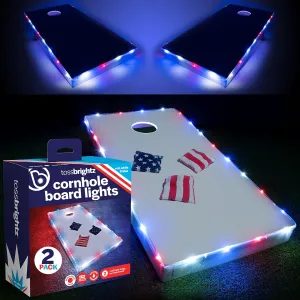 Brightz TossBrightz LED Cornhole Lights for Board and Hole - Includes Lights for 2 Boards - Lights Up Cornhole Board Edge and Hole - Keep The Game Going After Dark