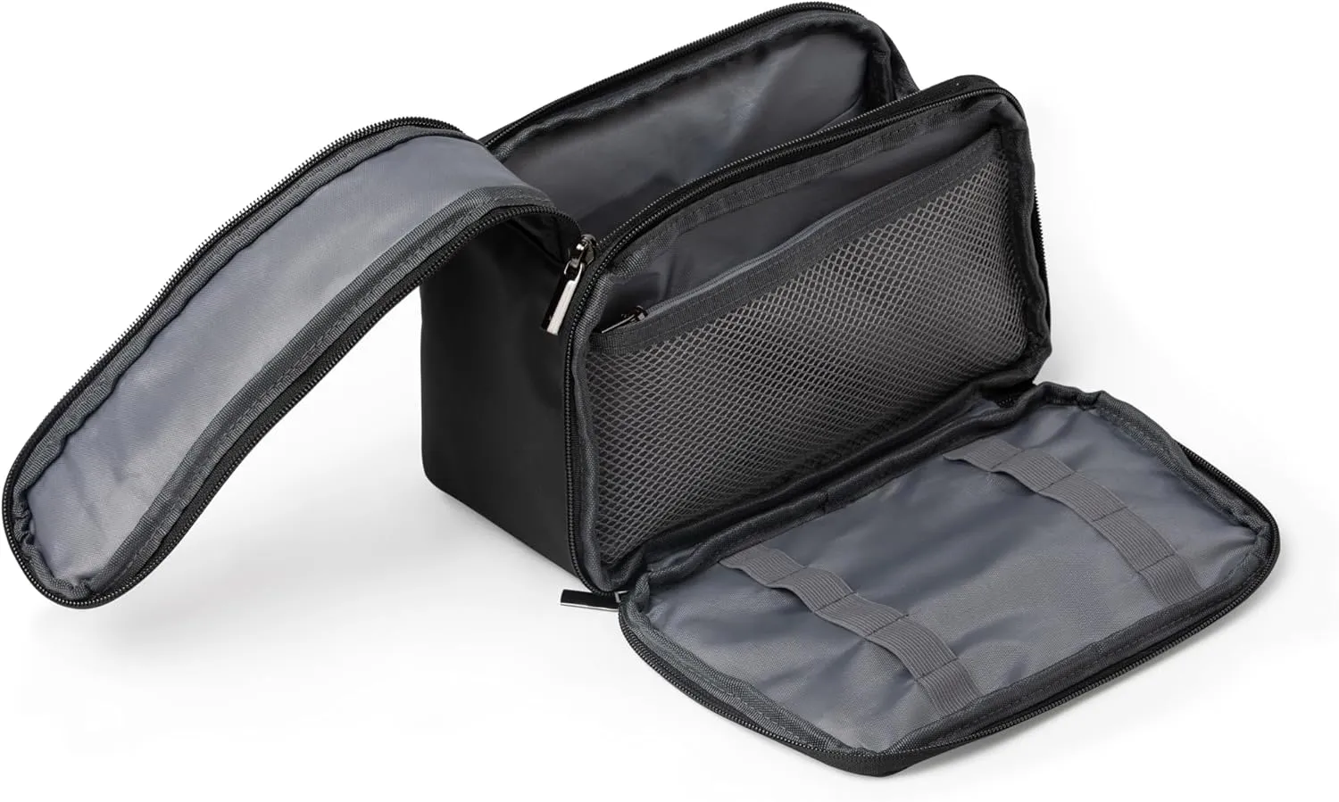 Brookstone Travel Toiletry Bag - Compact Cosmetic Organizer & Dopp Kit for Toiletries, Makeup, Grooming Essentials & Hygiene Kit, Top- Zip Black