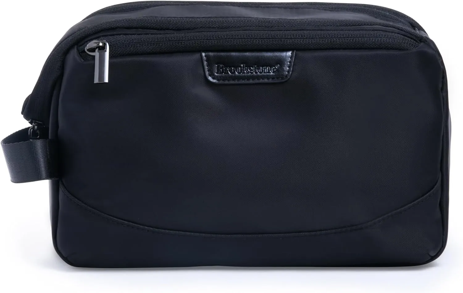 Brookstone Travel Toiletry Bag - Compact Cosmetic Organizer & Dopp Kit for Toiletries, Makeup, Grooming Essentials & Hygiene Kit, Top- Zip Black