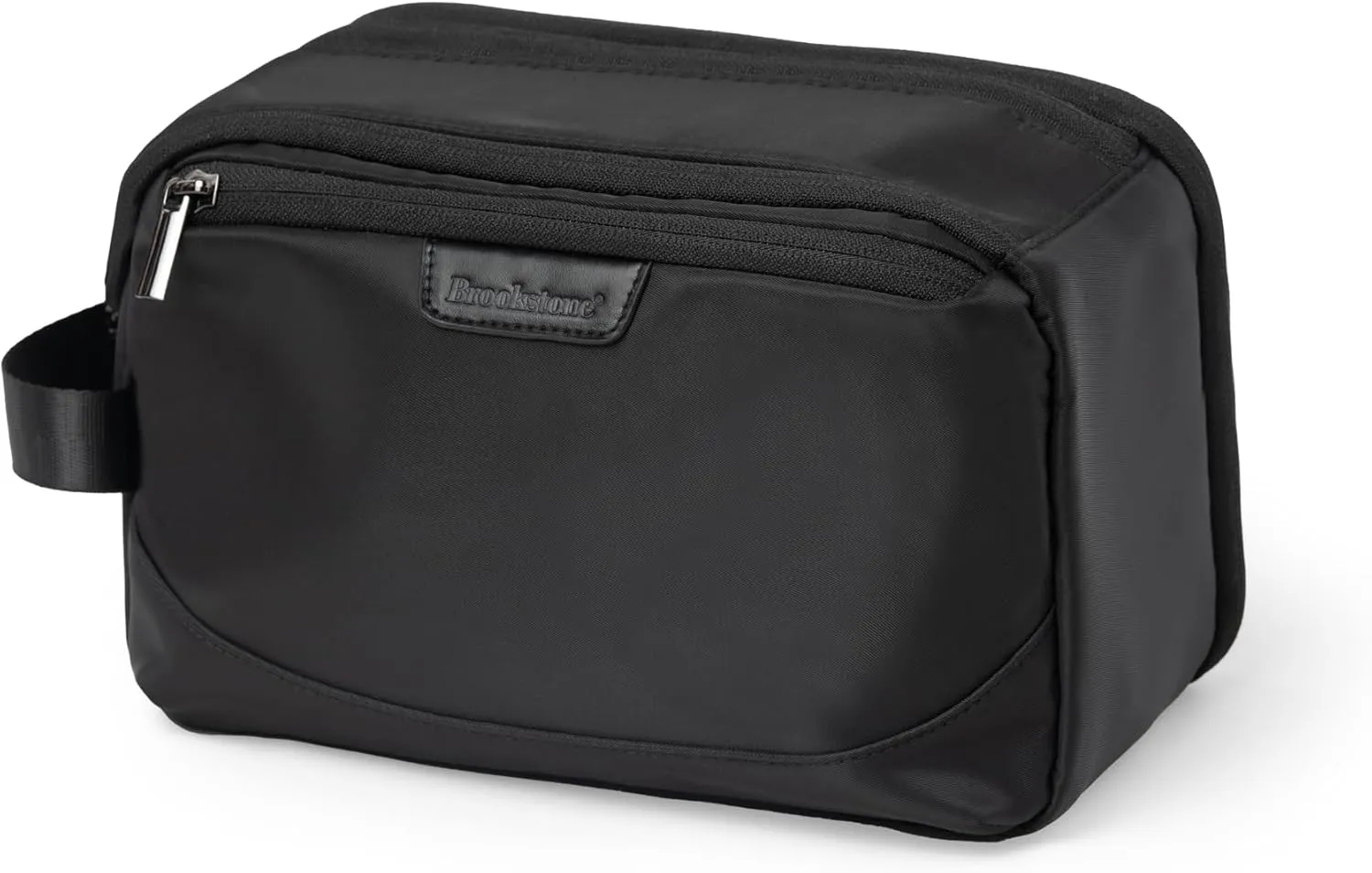 Brookstone Travel Toiletry Bag - Compact Cosmetic Organizer & Dopp Kit for Toiletries, Makeup, Grooming Essentials & Hygiene Kit, Top- Zip Black