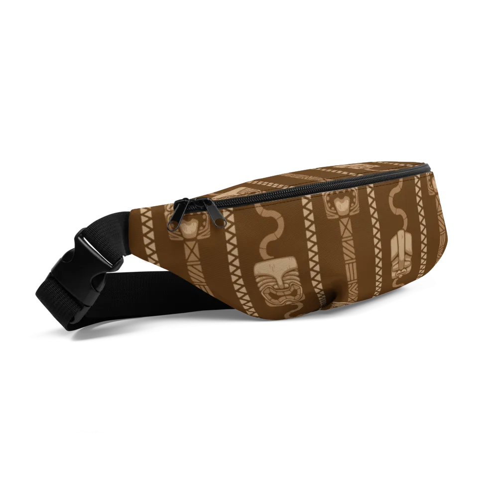 Brown Tiki Pattern Fanny Pack