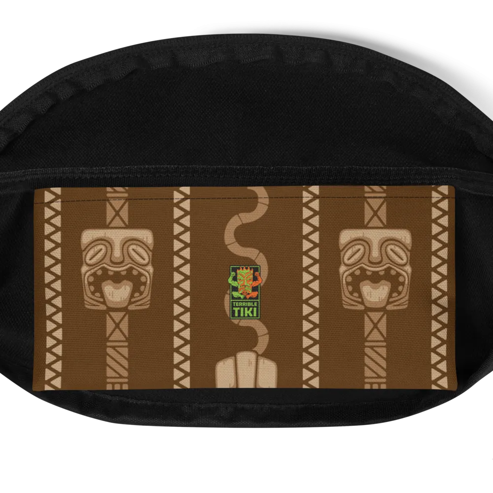 Brown Tiki Pattern Fanny Pack
