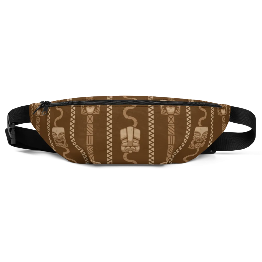 Brown Tiki Pattern Fanny Pack