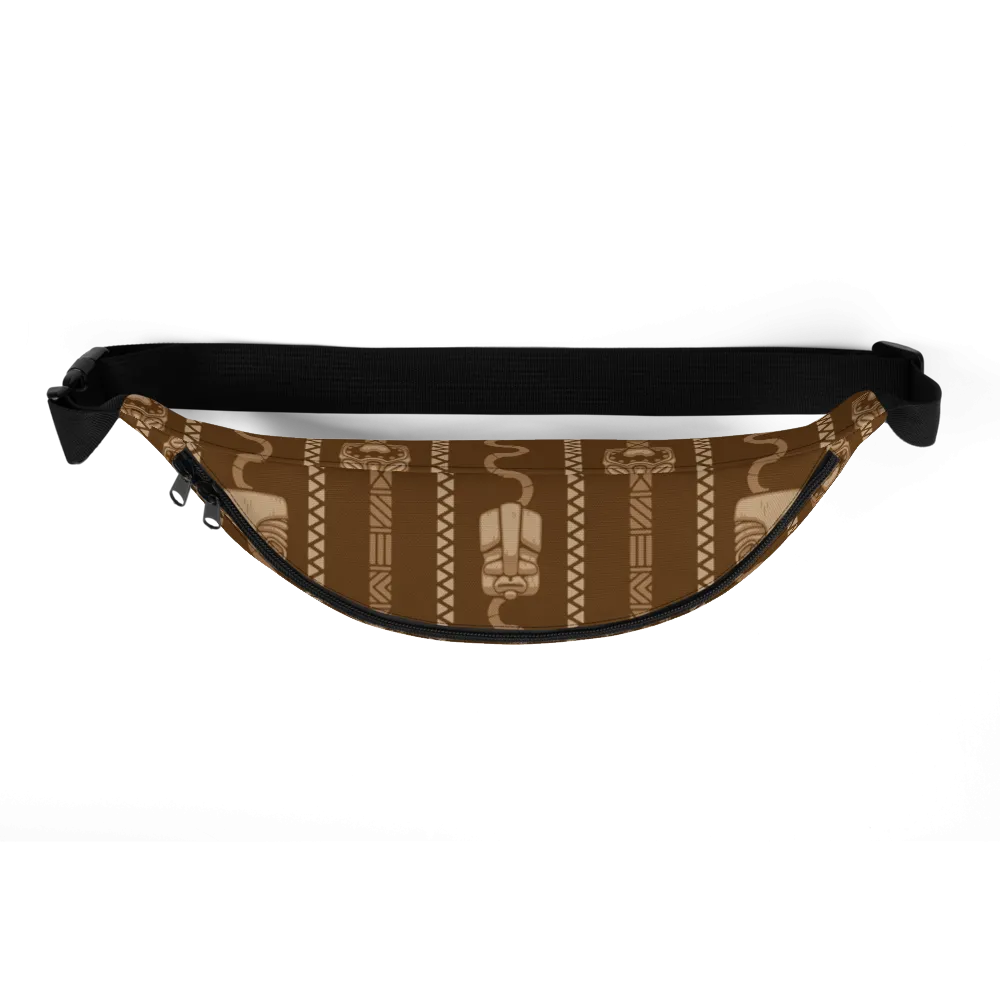 Brown Tiki Pattern Fanny Pack