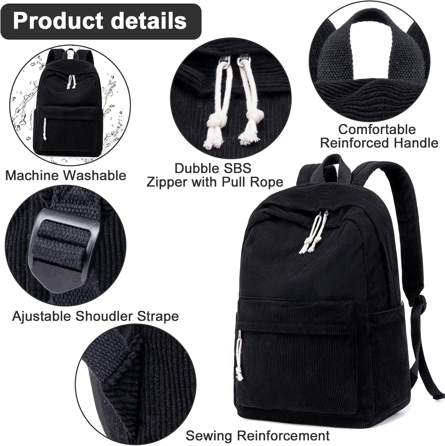BTOOP School Backpacks for Teen Girls Bookbags Lightweight Canvas Backpack Schoolbag Set