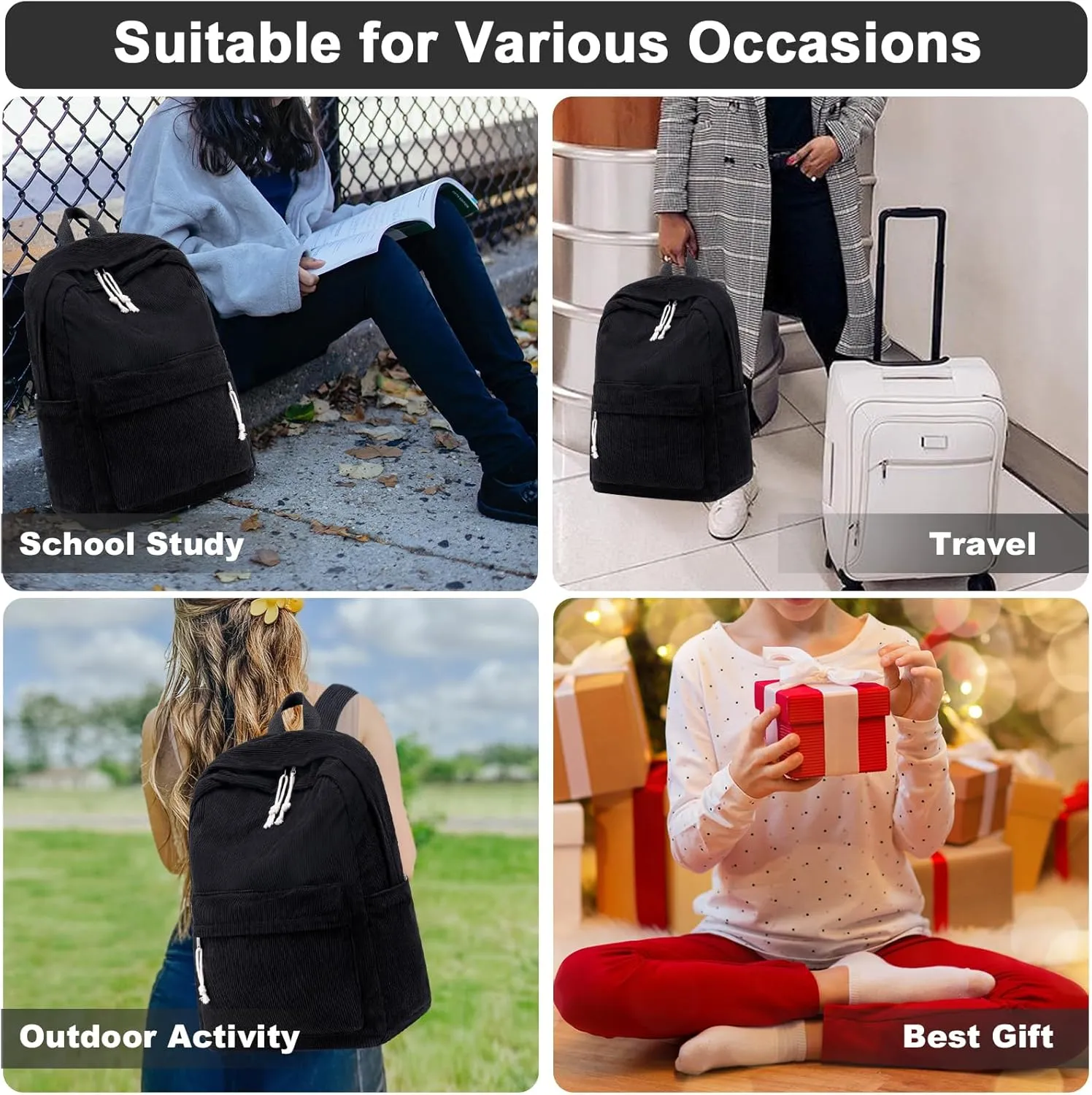 BTOOP School Backpacks for Teen Girls Bookbags Lightweight Canvas Backpack Schoolbag Set