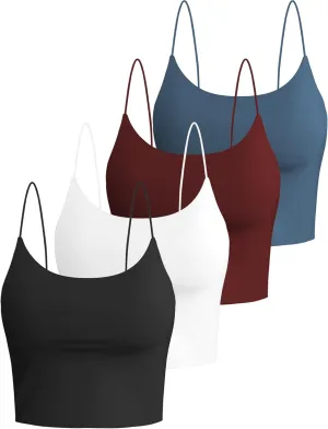 Buauty 4 Packs Crop Tops Spaghetti Strap Tank Tops for Women, Basic cami Crop Tank top Double Lined Camisole Tops