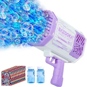 Bubble Gun-Bazooka Launcher Bubble Machine with Colorful Lights Electric Bubble Machine with 69 Holes Bubble Bazooka Blower for Kids Adult Toys Birthday Party Wedding Atmosphere