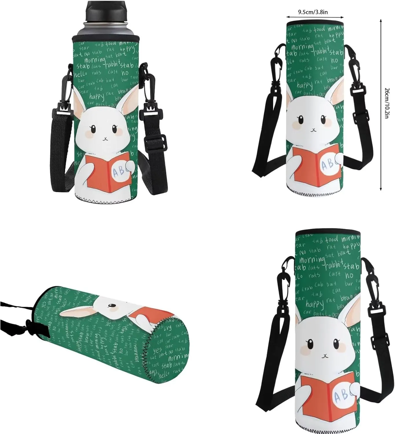 Bunny Teacher Backpack for School Girls 4-6 with Lunch Bag Kids Bookbag with Water Bottle Sleeve Pencil Case Animal Print School Bag 4th Grade Boy Book Bag Combo