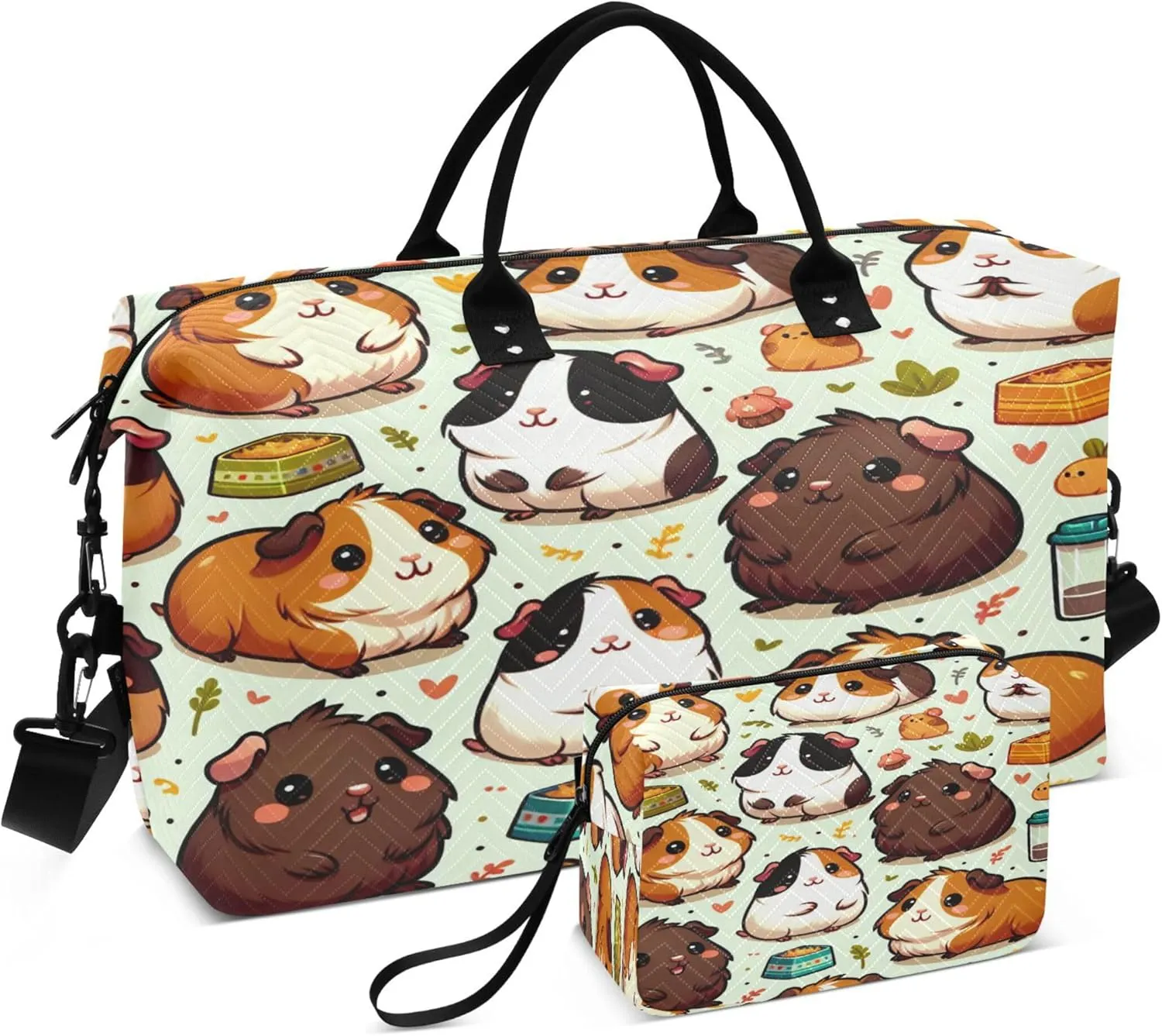 Burbuja Travel Duffel Bag for Women, Guinea Pig Weekender Overnight Bag Shoulder Carry On Tote Bag with Trolley Sleeve, Gym Bag with Toiletry Bag