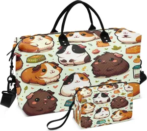 Burbuja Travel Duffel Bag for Women, Guinea Pig Weekender Overnight Bag Shoulder Carry On Tote Bag with Trolley Sleeve, Gym Bag with Toiletry Bag