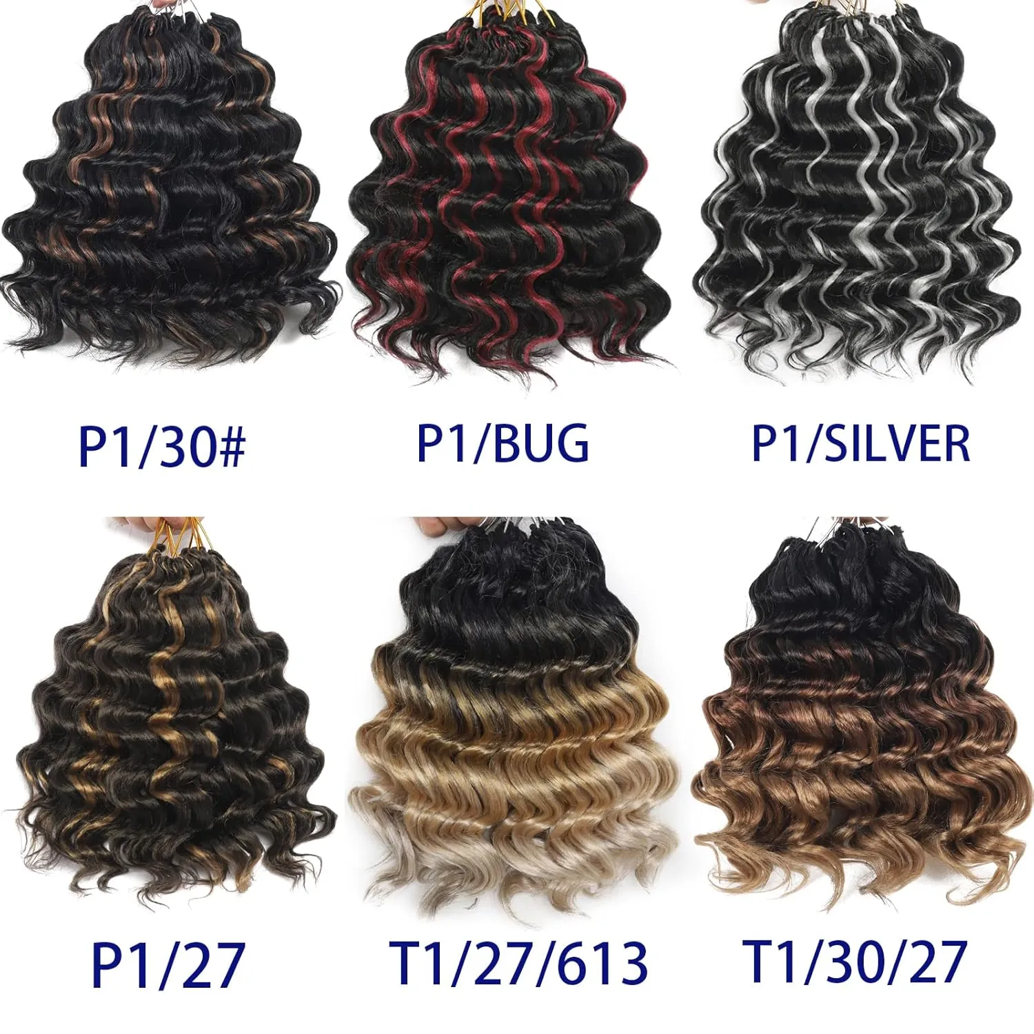Burgundy Ombre Ocean Wave Crochet Hair Pre Looped 9 Inch Natural Curly Braiding Ocean Wave Hair 7 Packs 3 Tone Deep Wave Short Wavy Crochet Braids for Women