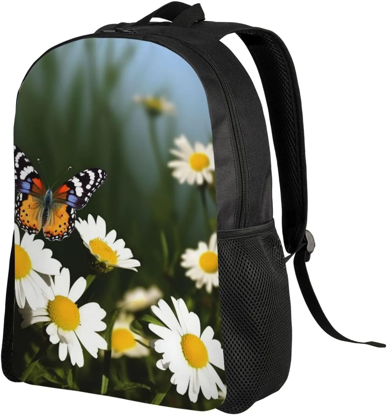 Butterflies Daisy Flower Backpack Waterproof Large Capacity Travel Laptop Backpack Casual Daypack For Men Women