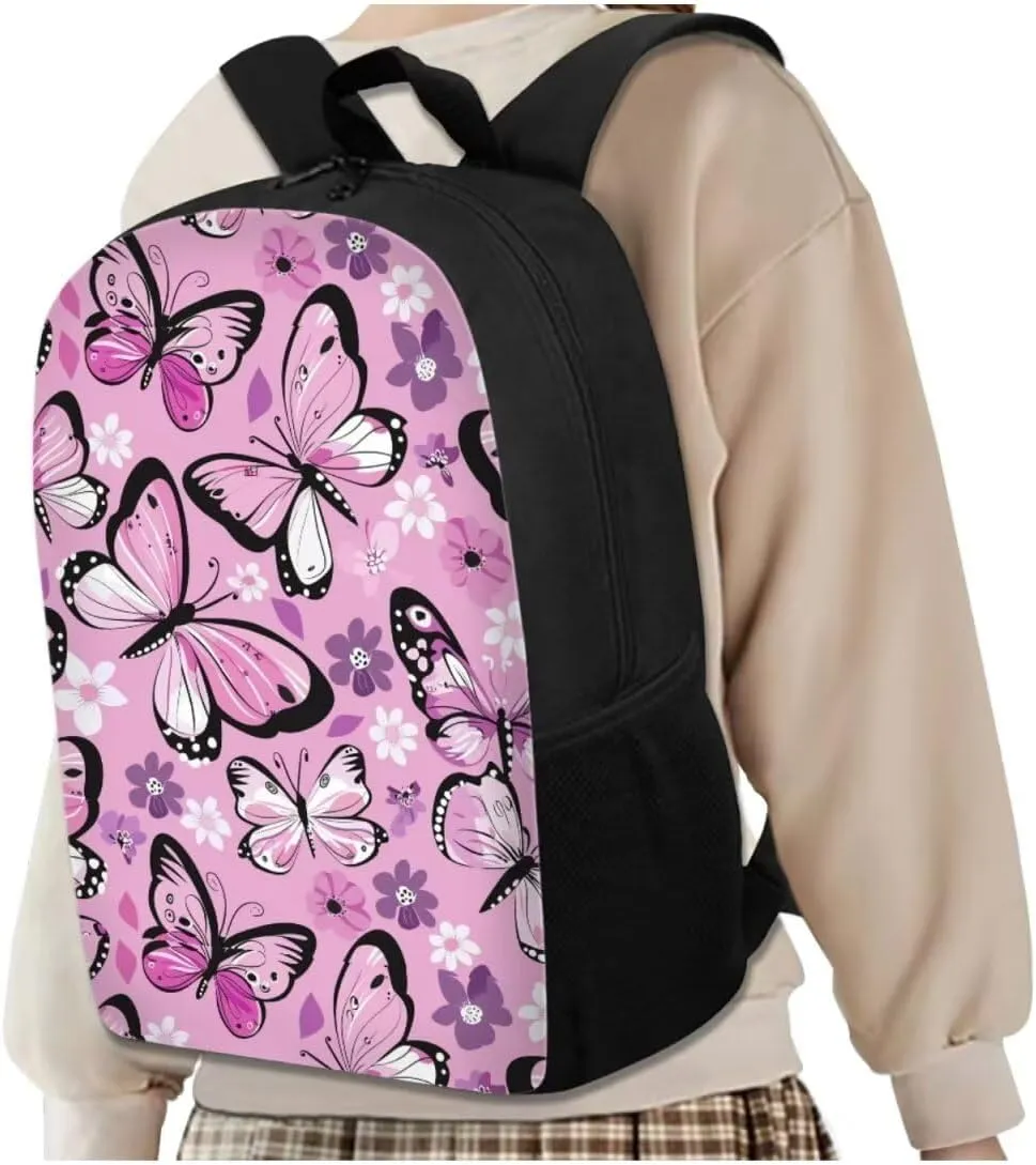 Butterfly Big Kids Backpack and Lunch Box Set Primary Boys Backpacks School Bag with Water Bottle Holder Bookbags for Kindergarten Elementary Middle High School Birthday Gifts