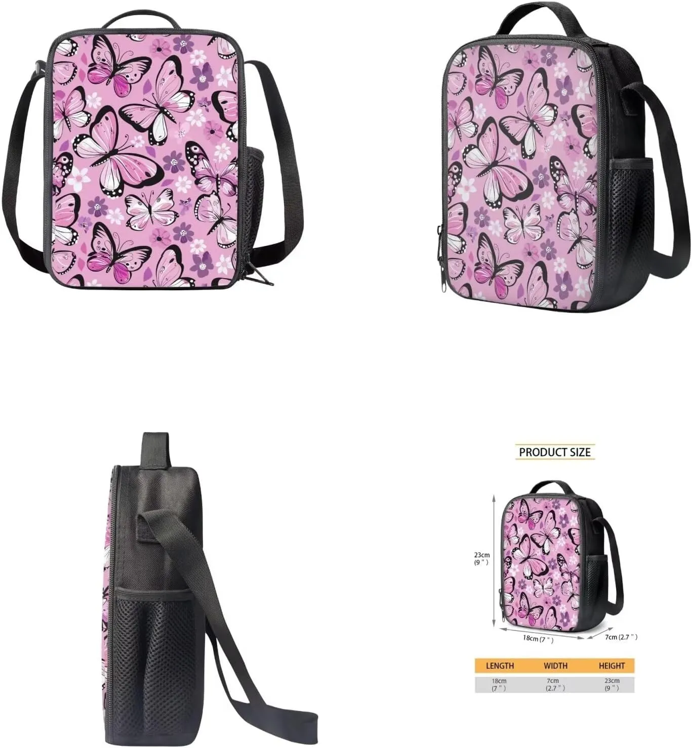 Butterfly Big Kids Backpack and Lunch Box Set Primary Boys Backpacks School Bag with Water Bottle Holder Bookbags for Kindergarten Elementary Middle High School Birthday Gifts