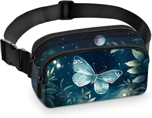Butterfly Fanny Pack for Women Belt Bag Fashion Waist Pouch with Adjustable Strap for Sports Running Traveling Hiking Camping Cycling