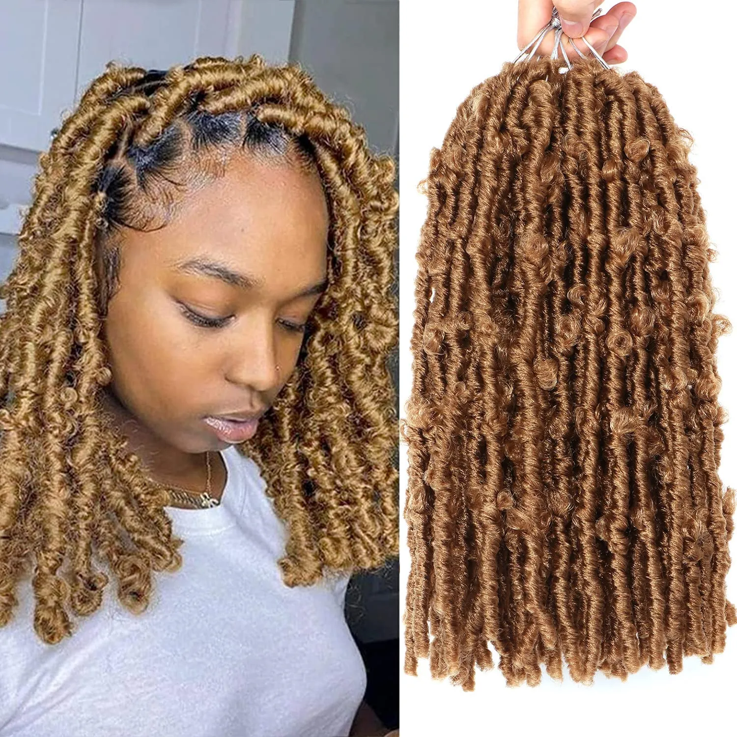 Butterfly Locs Crochet Hair 7 Packs 12 Inch Lightweight Pre Looped Soft Faux Locs for Black Women (12 Inch 7 Packs, 27#)