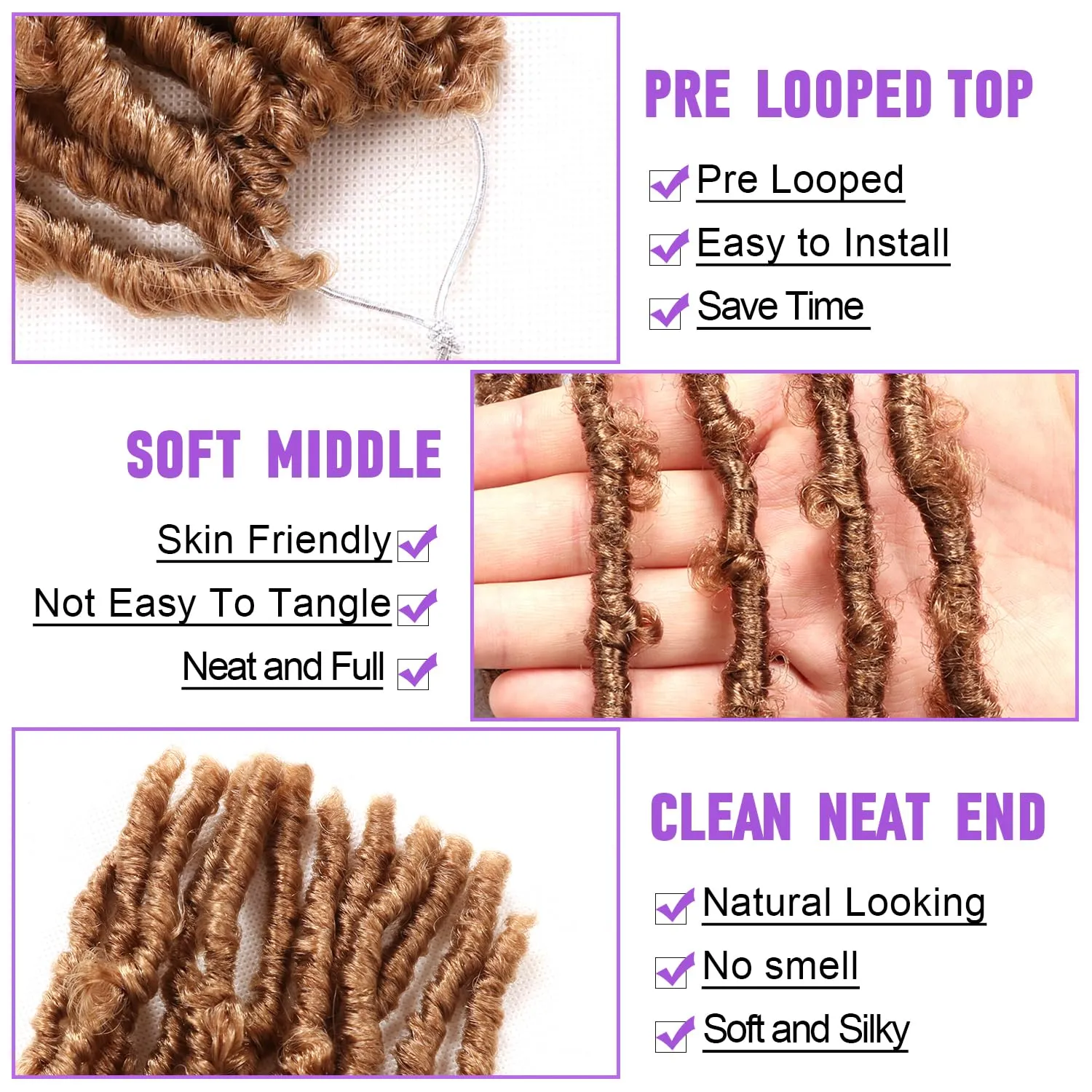 Butterfly Locs Crochet Hair 7 Packs 12 Inch Lightweight Pre Looped Soft Faux Locs for Black Women (12 Inch 7 Packs, 27#)