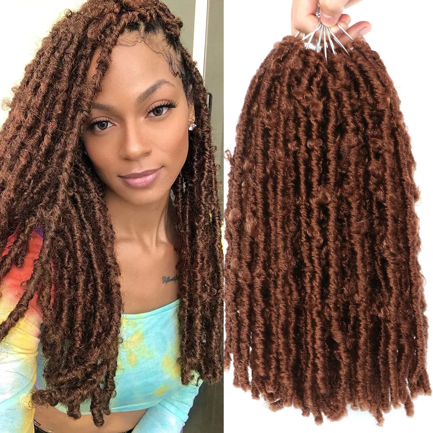 Butterfly Locs Crochet Hair 7 Packs 12 Inch Lightweight Pre Looped Soft Faux Locs for Black Women (12 Inch 7 packs, 30#)