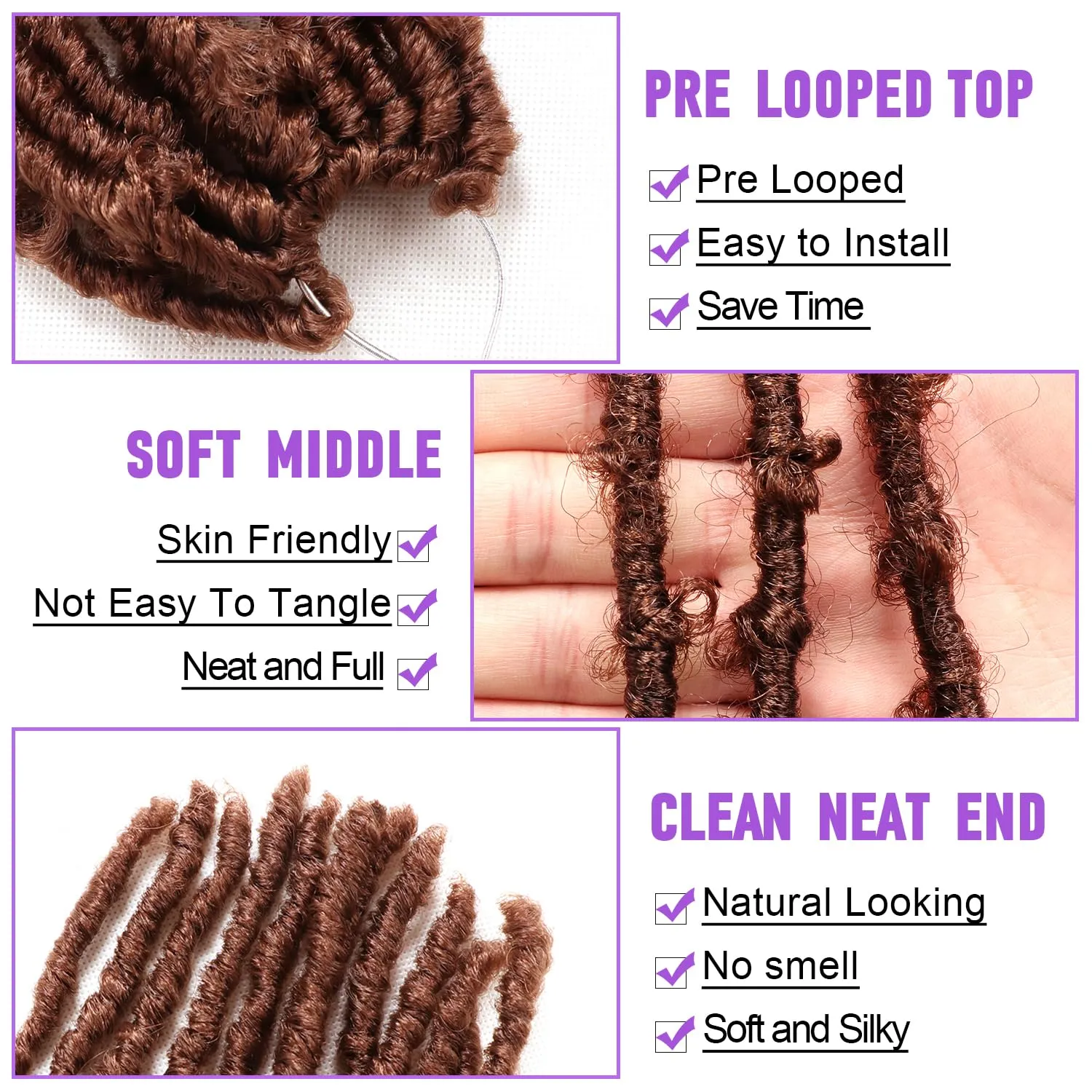 Butterfly Locs Crochet Hair 7 Packs 12 Inch Lightweight Pre Looped Soft Faux Locs for Black Women (12 Inch 7 packs, 30#)