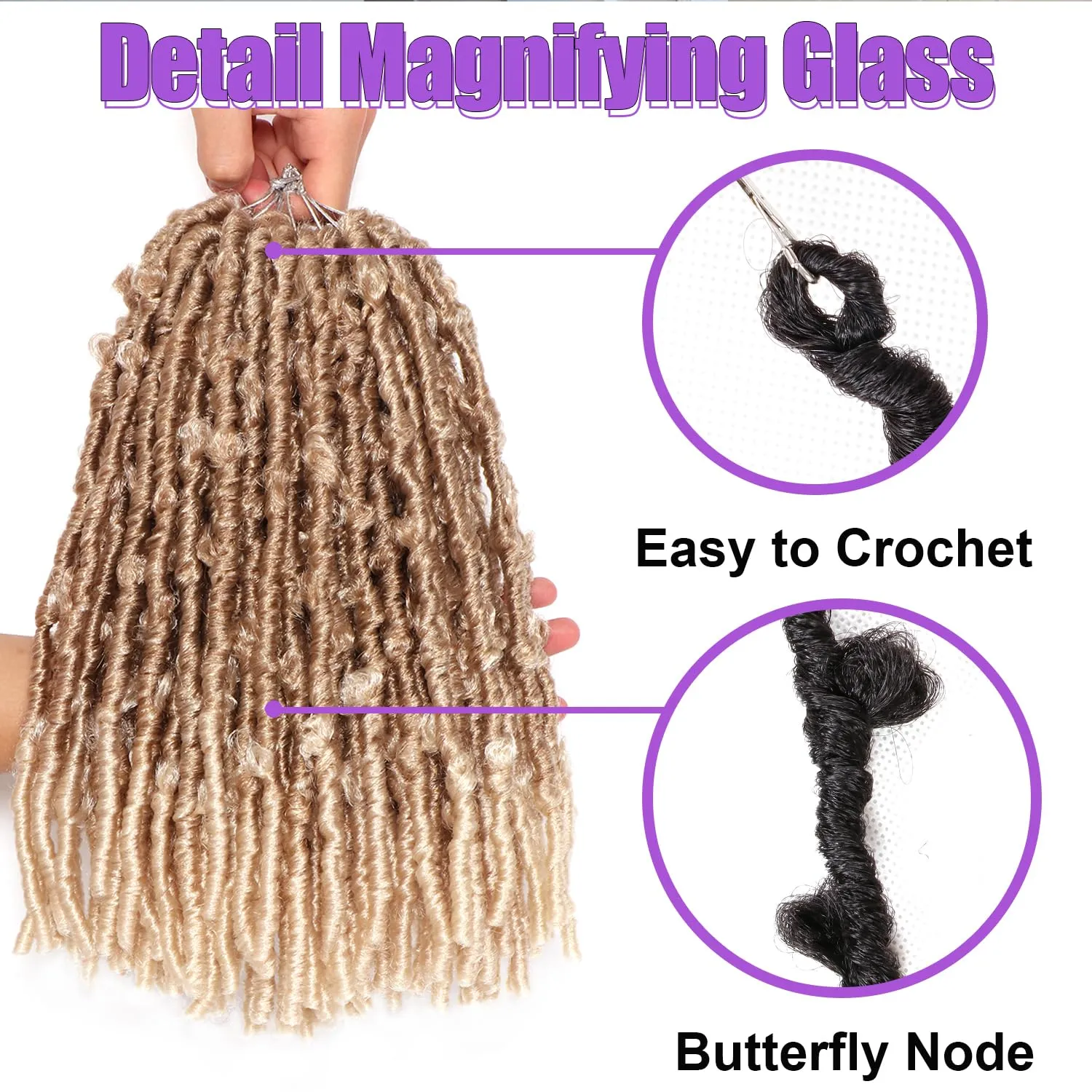 Butterfly Locs Crochet Hair 7 Packs 12 Inch Lightweight Pre Looped Soft Faux Locs for Black Women (12 Inch(Pack of 7), 27#/613#)