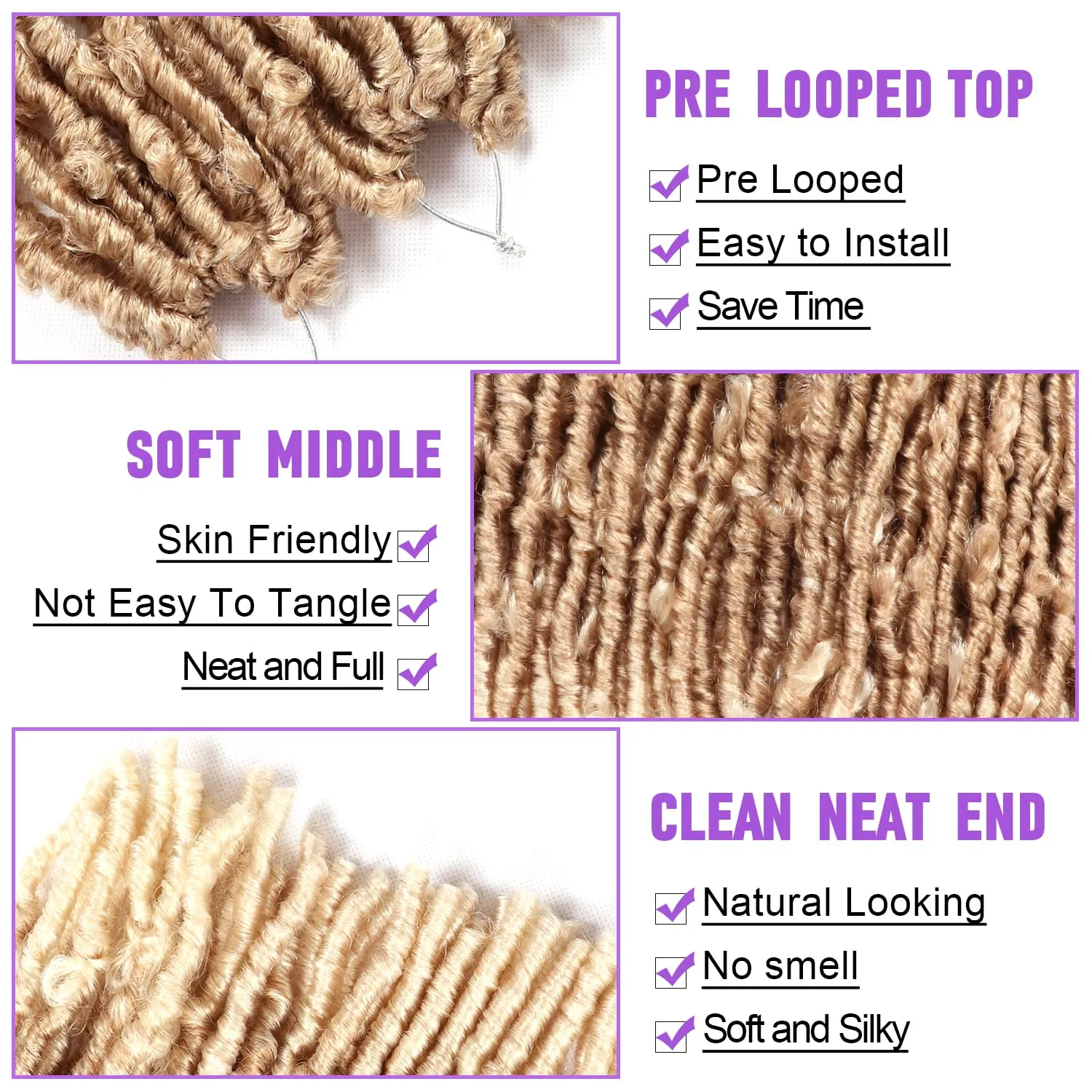 Butterfly Locs Crochet Hair 7 Packs 12 Inch Lightweight Pre Looped Soft Faux Locs for Black Women (12 Inch(Pack of 7), 27#/613#)