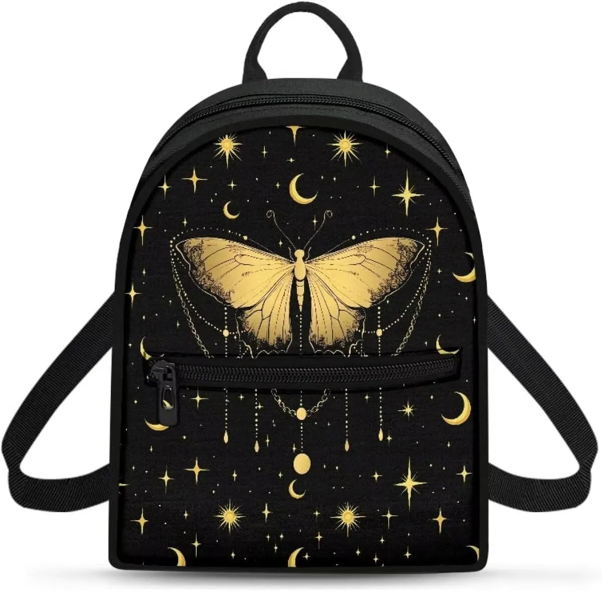 Butterfly Moon Sun Mini Backpack Purse for Women ＆ Men Small Cute Backpacks Purse Waterproof and Lightweight Mini Backpack Small Backpack Purse with Handle