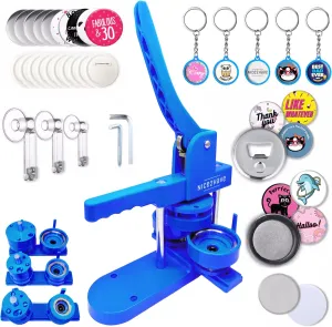 Button Maker Machine Multiple Sizes 1 1.25 2.25in (500 Buttons,15 Bottle Openers,15 Fridge Magnets,15 Keychain Buttons, 500  Designs,3 Cutters) - Pin Maker Machine