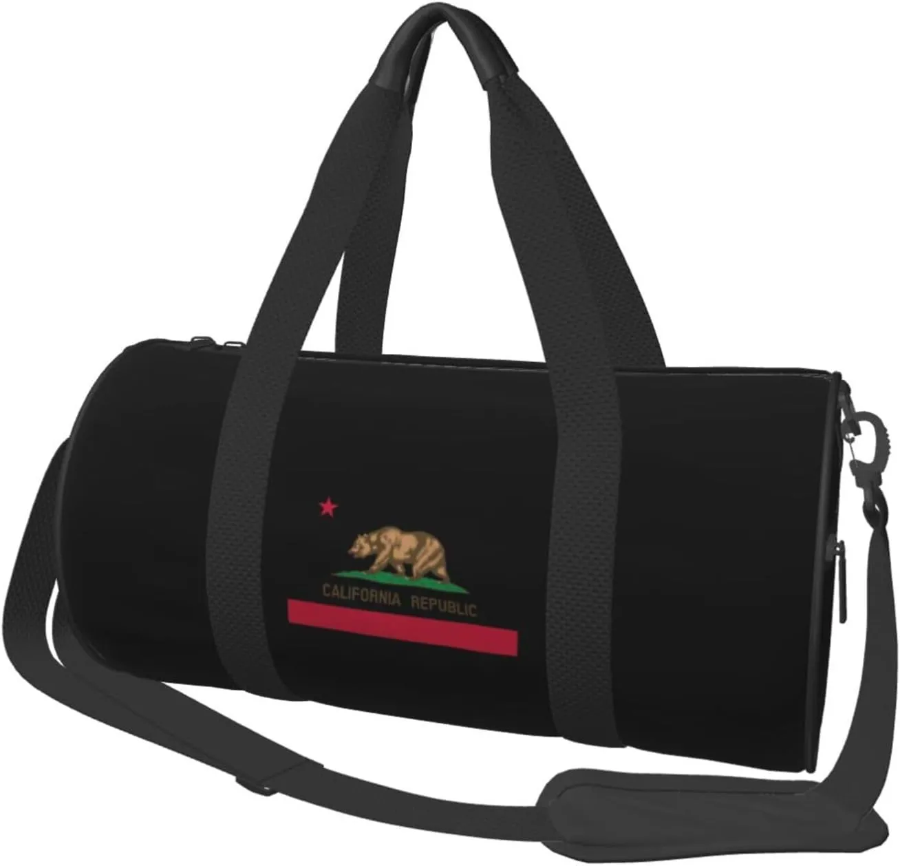 California Republic Flag Convertible Garment Bag with Shoulder Strap, Carry on Garment Duffel Bag for Men Women - Rolling Foldable for Travel Luggage Bags (Black)