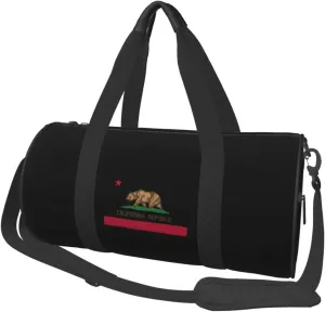 California Republic Flag Convertible Garment Bag with Shoulder Strap, Carry on Garment Duffel Bag for Men Women - Rolling Foldable for Travel Luggage Bags (Black)