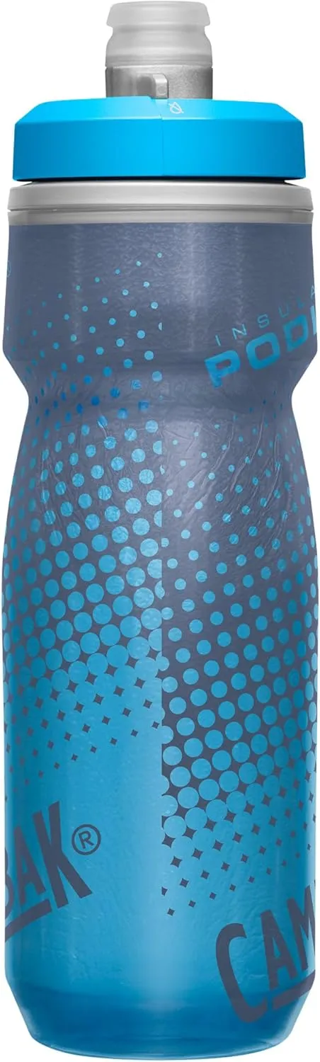 CamelBak Podium Chill Insulated Bike Water Bottle - Easy Squeeze Bottle - Fits Most Bike Cages - 21oz, Blue Dot