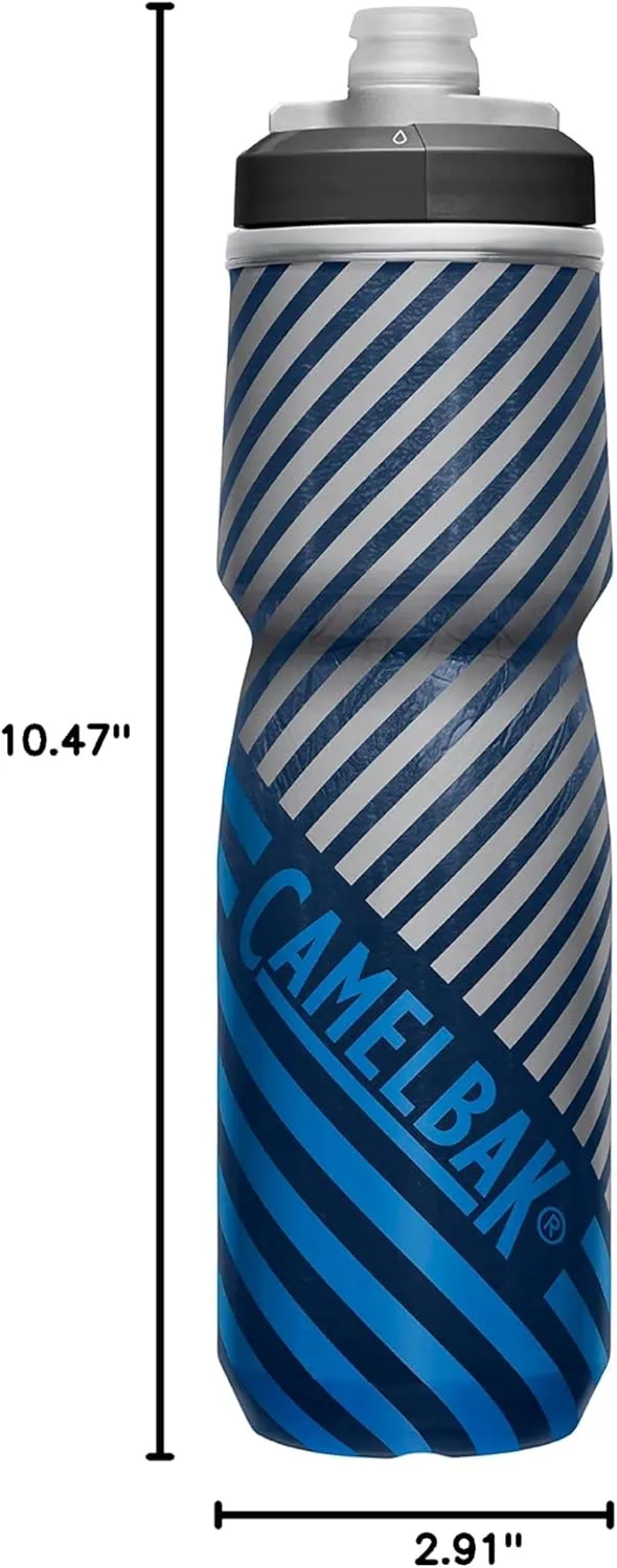 CamelBak Podium Chill Insulated Bike Water Bottle - Easy Squeeze Bottle - Fits Most Bike Cages - 24oz, Navy Stripe
