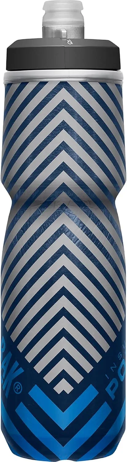 CamelBak Podium Chill Insulated Bike Water Bottle - Easy Squeeze Bottle - Fits Most Bike Cages - 24oz, Navy Stripe