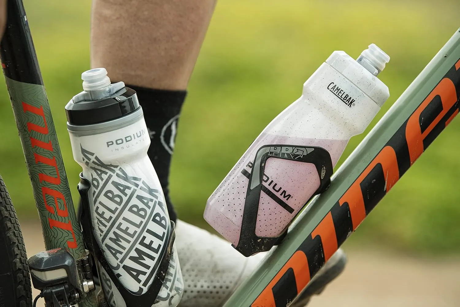 CamelBak Podium Chill Insulated Bike Water Bottle - Easy Squeeze Bottle - Fits Most Bike Cages - 24oz, Navy Stripe