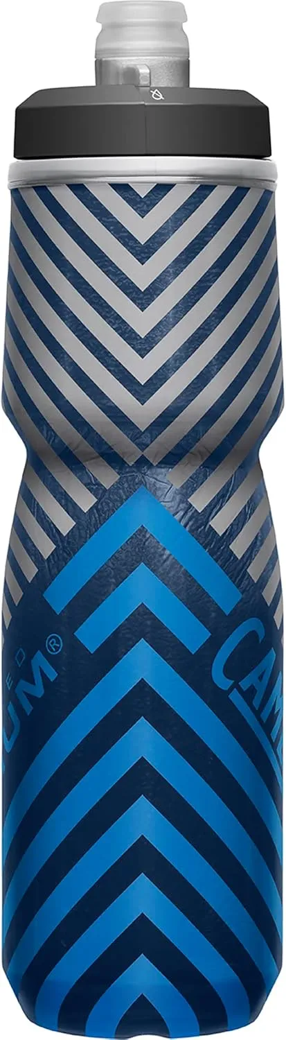 CamelBak Podium Chill Insulated Bike Water Bottle - Easy Squeeze Bottle - Fits Most Bike Cages - 24oz, Navy Stripe
